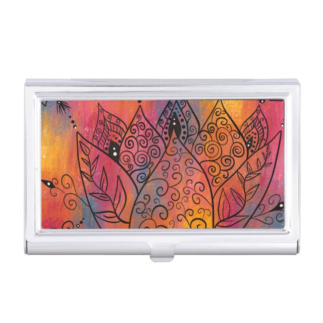 Pretty Floral Art Business Card Case (Front)