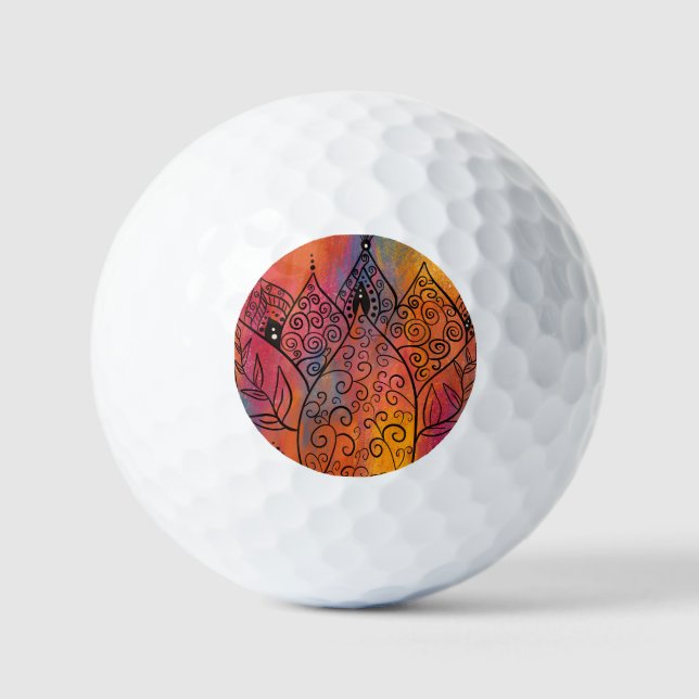Pretty Floral Art Golf Balls (Front)