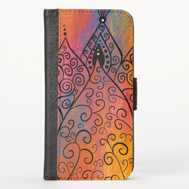 Pretty Floral Art iPhone Wallet Case (Front)