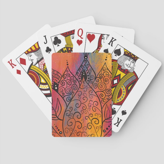Pretty Floral Art Poker Cards (Back)