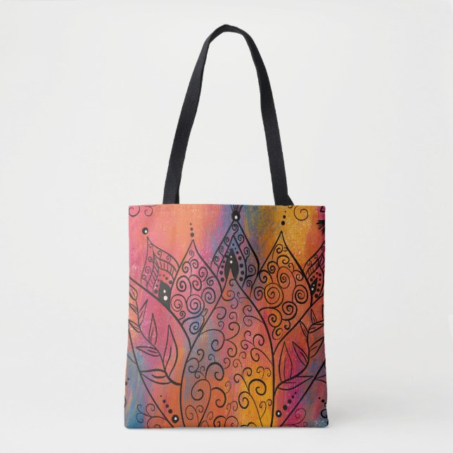 Pretty Floral Art Tote Bag (Front)