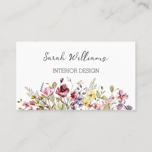 Pretty Floral Artistic  Business Card (Back)
