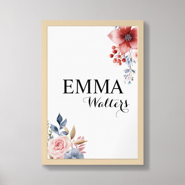 Pretty Floral Baby Nursery or Child's Room Framed Art (Framed Front)