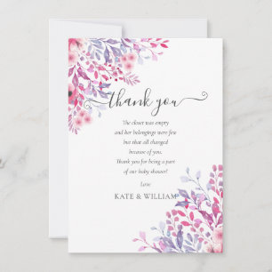 Pretty Floral Baby Shower Thank You Poem Card