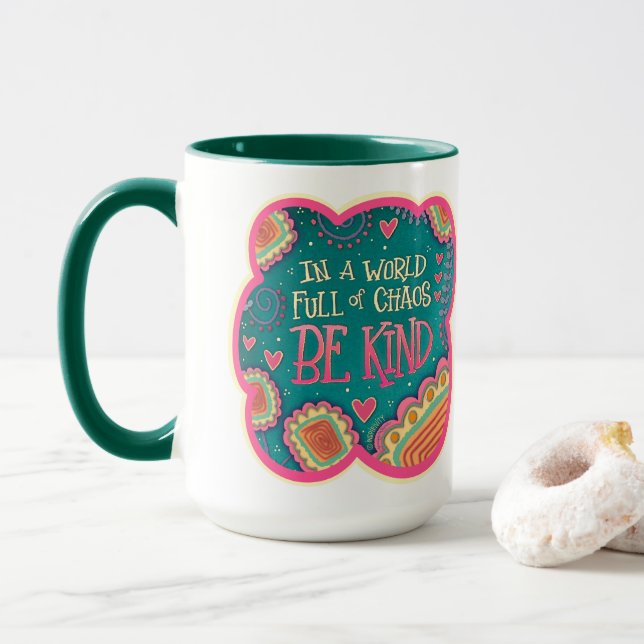 Pretty Floral Be Kind Inspirivity Coffee Mug (With Donut)