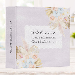Pretty Floral Beach House Guest Information 3 Ring Binder