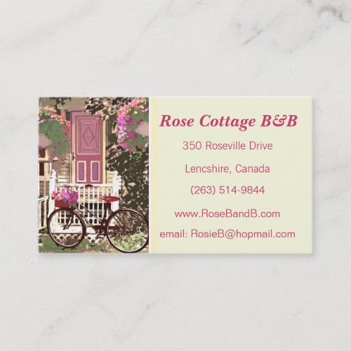 Pretty Floral  Bed &amp; Breakfast / Cottage Rental Business Card Templates