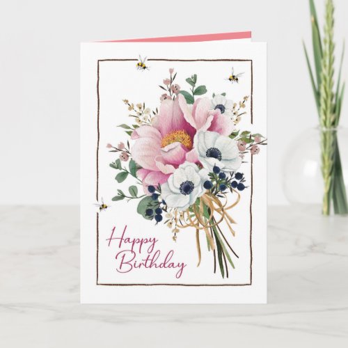 Pretty Floral Birthday Thank You Card