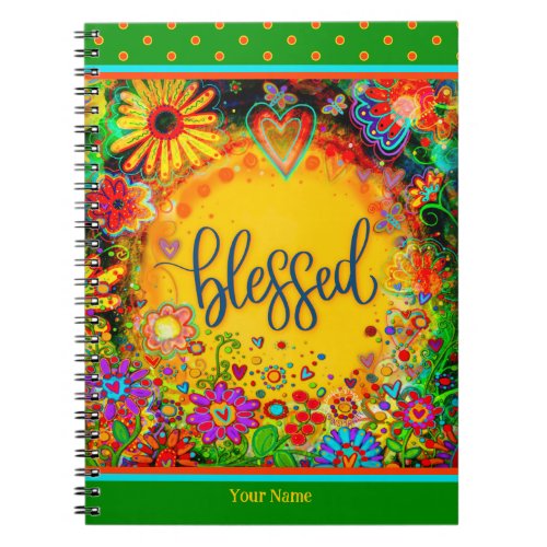 Pretty Floral Blessed Cheerful Inspirivity Notebook