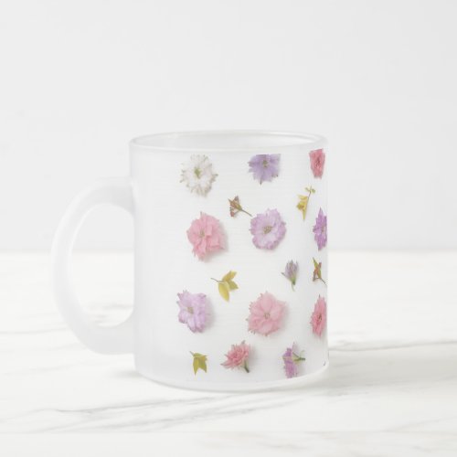 Pretty Floral Blossoms Unique Photo Mock_up Style Frosted Glass Coffee Mug