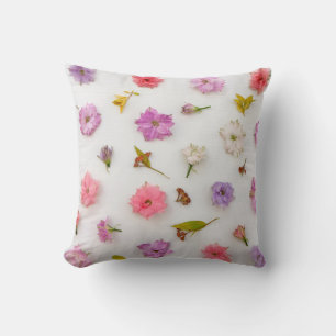 Pretty Floral Blossoms, Unique Photo Mock-up Style Throw Pillow
