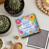 Pretty Floral Blue Something Wonderful Quote