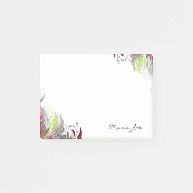 Pretty Floral Boarder Prints Personalized Post-it Notes (Front)