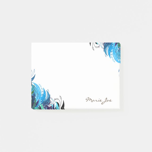 Pretty Floral Boarder Prints Personalized Post-it Notes (Front)