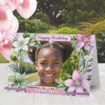 Pretty Floral Border Pink Flowers Happy Birthday