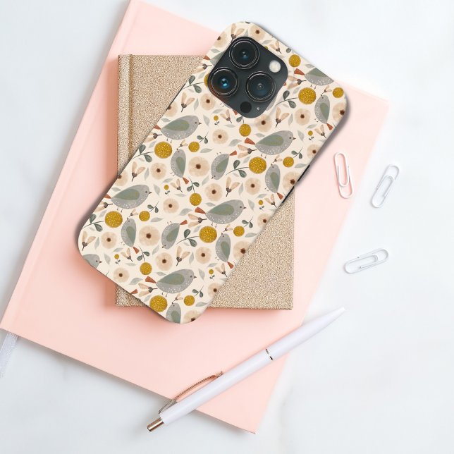 Pretty Floral Botanical Bird Cute Pattern  Case-Mate iPhone Case (Creator Uploaded)