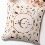 Pretty Floral Botanical Blush Pink Monogram Throw Pillow<br><div class="desc">Elegant Floral Botanical Blush Pink Monogrammed Throw Pillow</div>