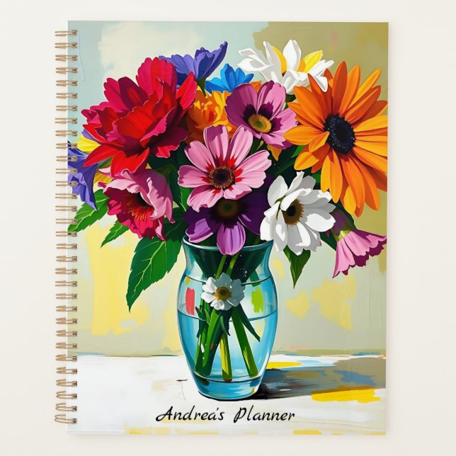 Pretty Floral Botanical Personalized Planner (Front)