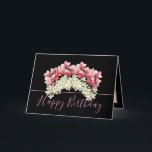 Pretty Floral Bouquet Orchid Crown Flower Birthday Card<br><div class="desc">Beautiful bouquet consisting of white and pink orchid wreaths against a black color background. The birthday greeting text uses an attractive script typography font. The flowers cover the front of this card which can be used as a thank you card, a birthday card, or any other card of your choice....</div>