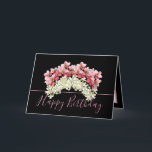 Pretty Floral Bouquet Orchid Crown Flower Birthday Card<br><div class="desc">Beautiful bouquet consisting of white and pink orchid wreaths against a black color background. The birthday greeting text uses an attractive script typography font. The flowers cover the front of this card which can be used as a thank you card, a birthday card, or any other card of your choice....</div>