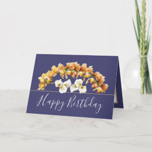 Pretty Floral Bouquet Orchid Lily Flowers Birthday Card
