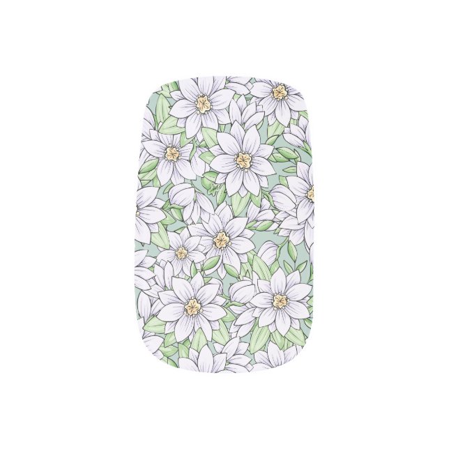 Pretty Floral Bouquet White Flowers Beauty Minx Nail Art (Left Thumb)