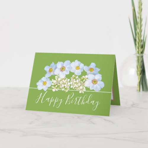 Pretty Floral Bouquet White Orchid Flower Birthday Card