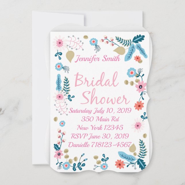 Pretty Floral Bridal Shower Invitation (Front)