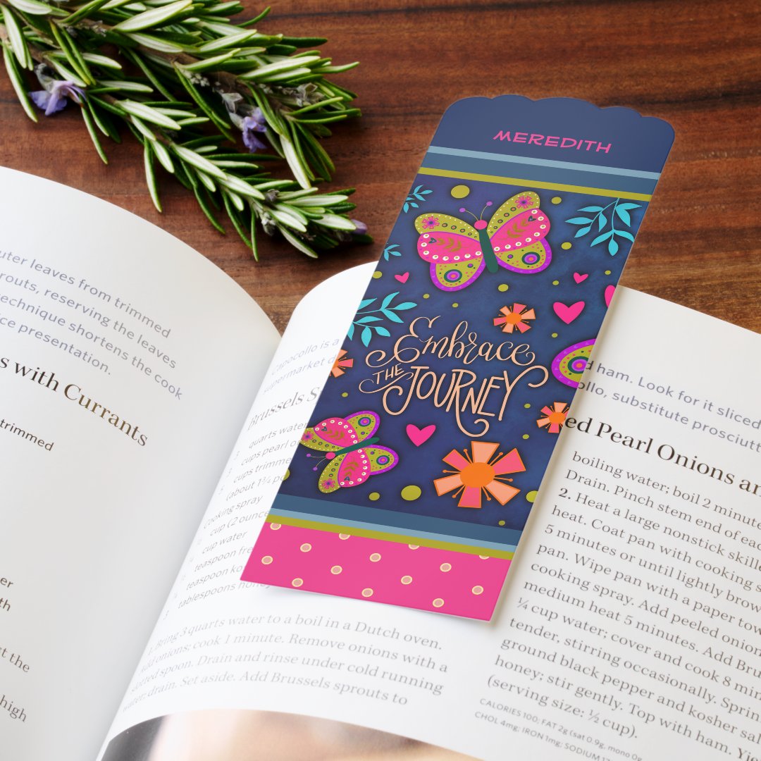 Pretty Floral Butterfly Custom Name Quote Bookmarks
