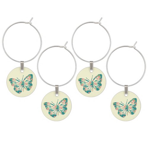 Pretty Floral Butterfly Wine Charm