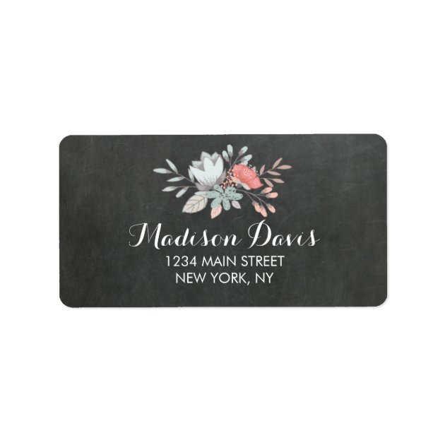 Pretty Floral Chalkboard Wedding Address Labels