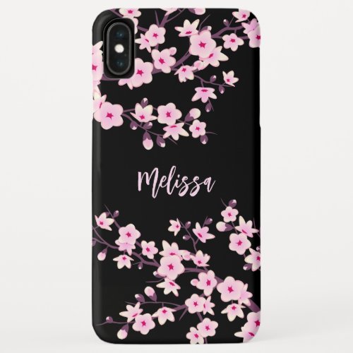 Pretty Floral Cherry Blossoms Monogram iPhone XS Max Case