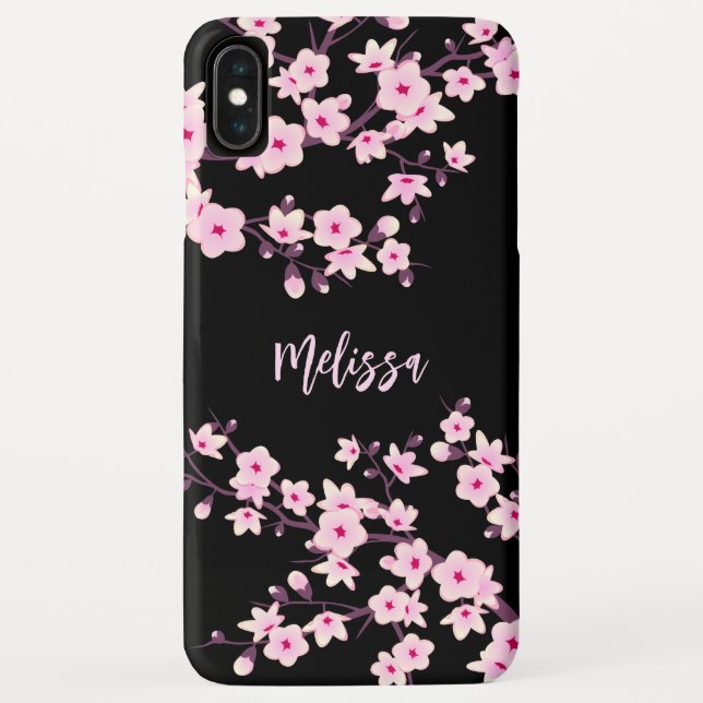 Pretty Floral Cherry Blossoms Monogram Case-Mate iPhone Case (Back)