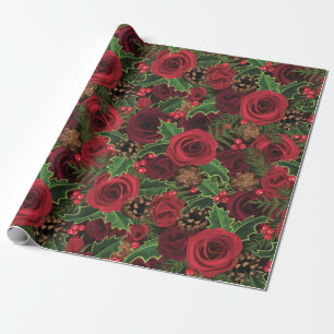 Pretty Floral Christmas Wrapping Paper