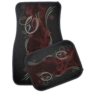 Pretty Floral Cinnamon Marble Design Car Floor Mat