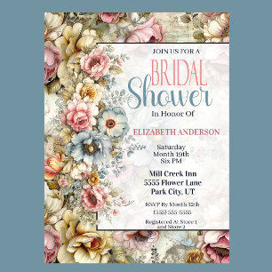 Pretty Floral Collage Bridal Shower Invitation