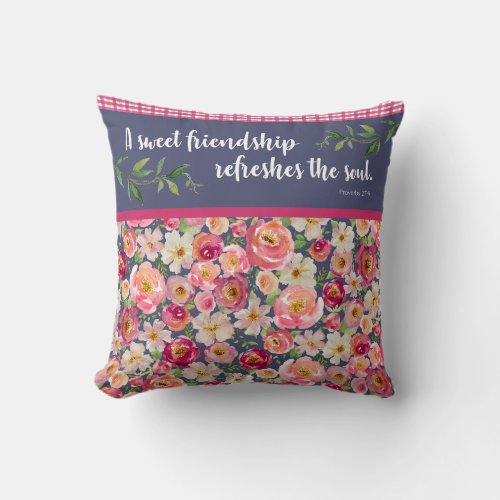 Pretty floral cushion with bible verse