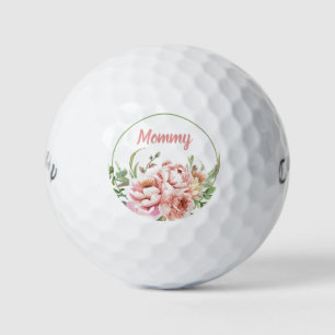 Pretty Floral Custom Name Golf Balls Mommy