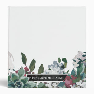 Pretty Floral Custom Name Personalized 3 Ring Binder