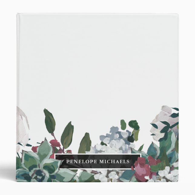 Pretty Floral Custom Name Personalized 3 Ring Binder (Front)