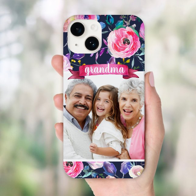 Pretty Floral Custom Photo Gift for Grandma Case-Mate iPhone Case (Creator Uploaded)