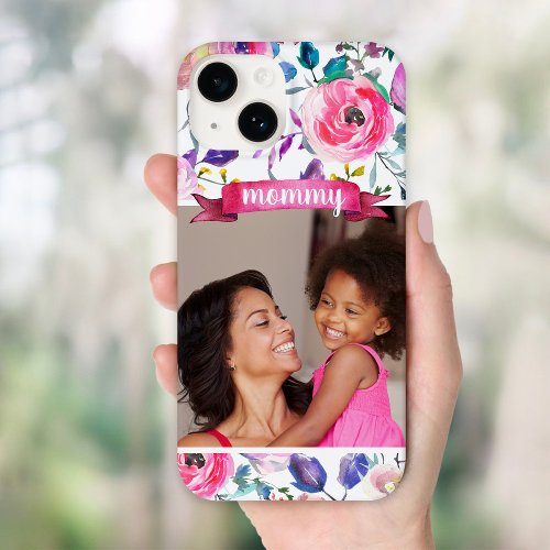 Pretty Floral Custom Photo Gift for Mom Case_Mate iPhone 14 Case