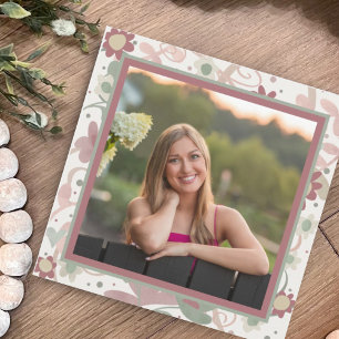 Pretty Floral Custom Photo Graduation Invitation