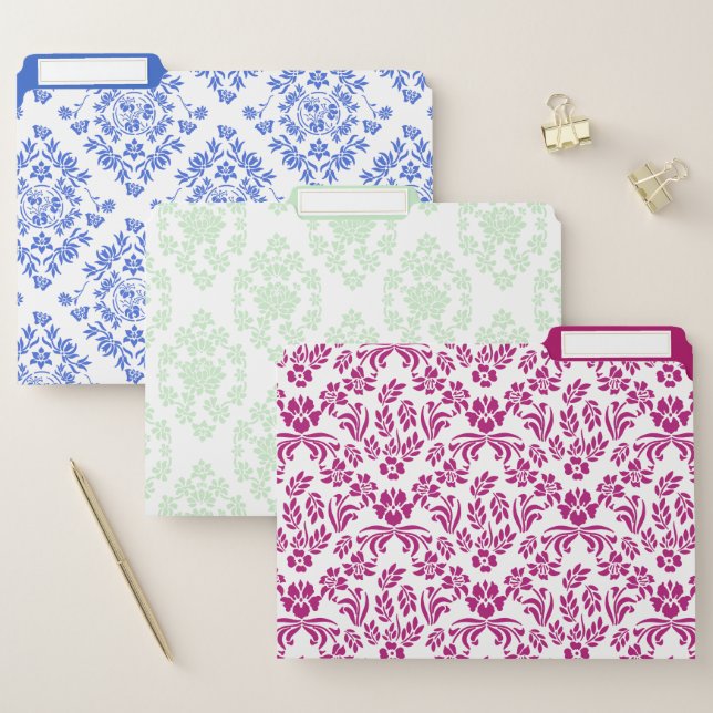 Pretty Floral Damask Patterns File Folder Set (Set)