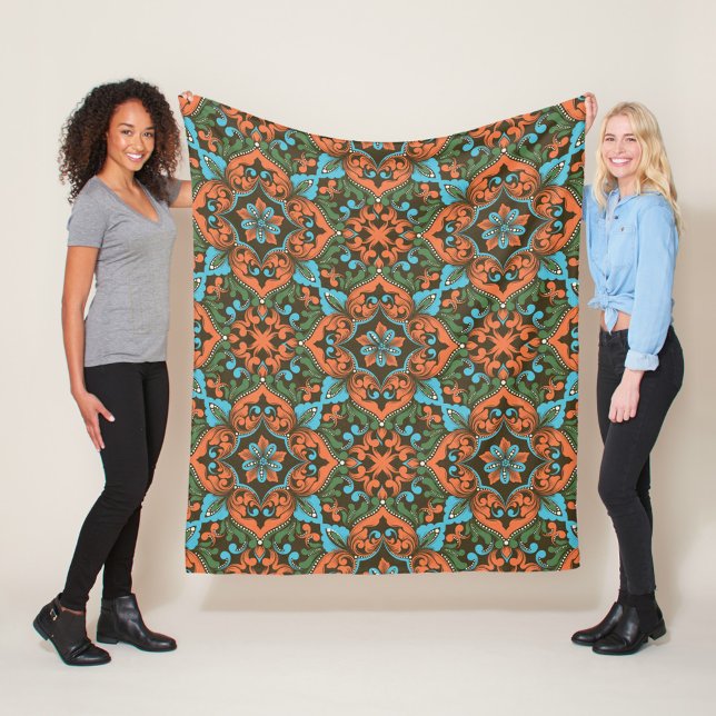 Pretty floral Damask seamless pattern   Fleece Blanket (Creator Uploaded)