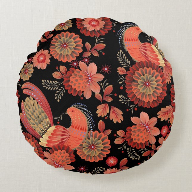 Pretty floral decorative eye-catching  round pillow (Front)