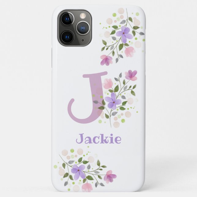 Pretty Floral Design Personalised Cell Phone Case (Back)
