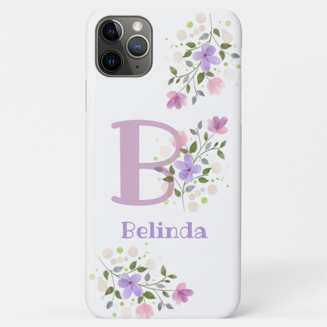 Pretty Floral Design Personalised Cell Phone Case (Back)