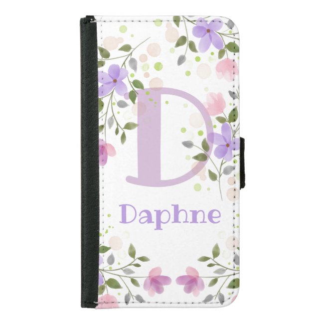 Pretty Floral Design Personalised Phone Wallet (Front)