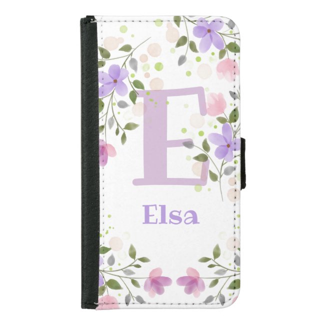 Pretty Floral Design Personalised Phone Wallet (Front)